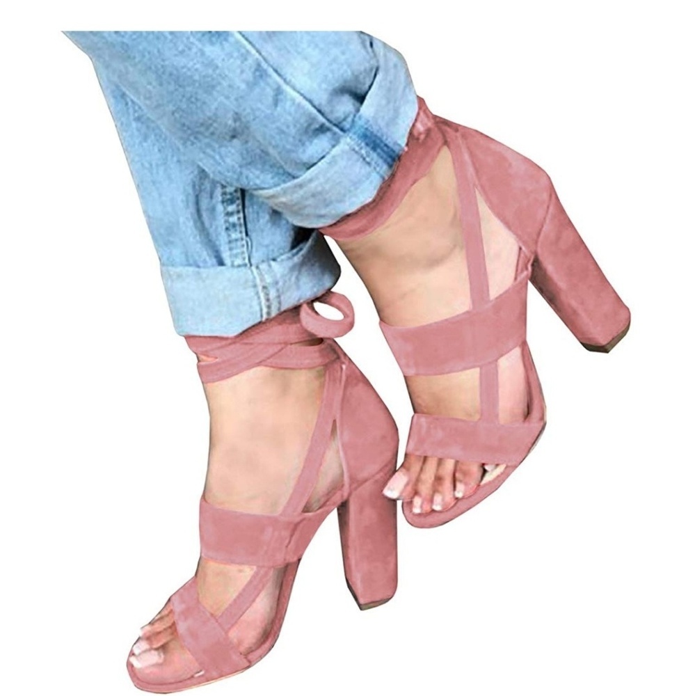 Suede Block Heels - Picture 5 of 9